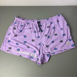 Life is Good Sleep Shorts Loungewear XXL Women's Coffee Mug Hot Chocolate Purple